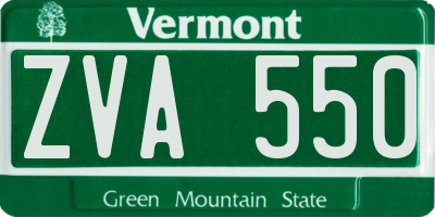 VT license plate ZVA550