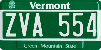 VT license plate ZVA554