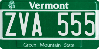 VT license plate ZVA555