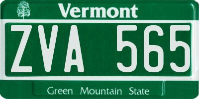 VT license plate ZVA565