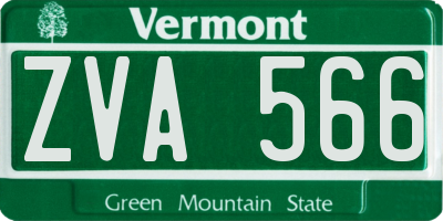 VT license plate ZVA566