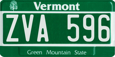VT license plate ZVA596