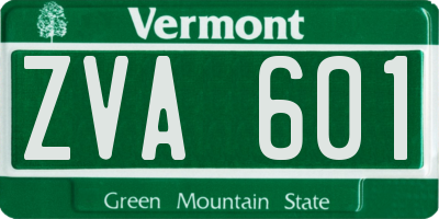 VT license plate ZVA601