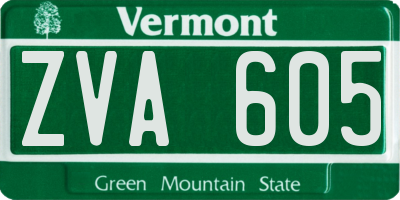 VT license plate ZVA605
