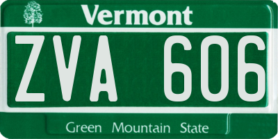 VT license plate ZVA606