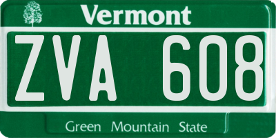VT license plate ZVA608