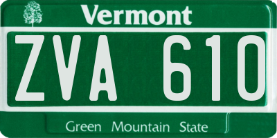 VT license plate ZVA610