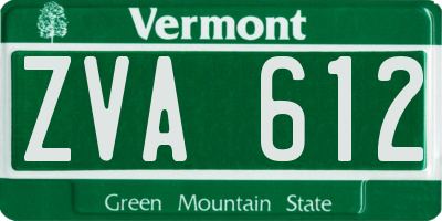 VT license plate ZVA612
