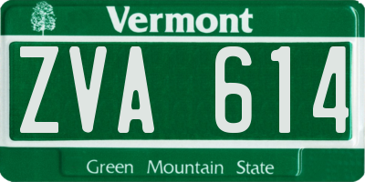VT license plate ZVA614