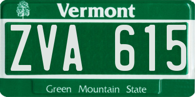 VT license plate ZVA615