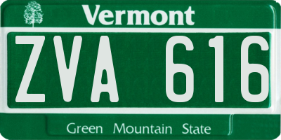 VT license plate ZVA616