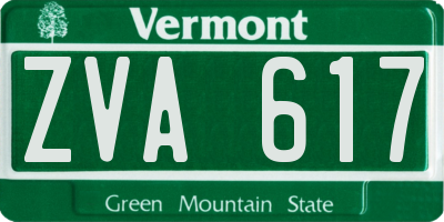 VT license plate ZVA617
