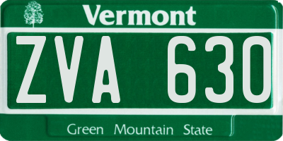VT license plate ZVA630
