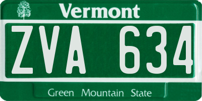 VT license plate ZVA634