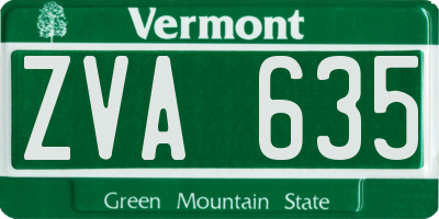 VT license plate ZVA635