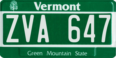 VT license plate ZVA647