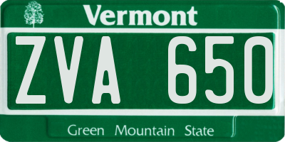 VT license plate ZVA650