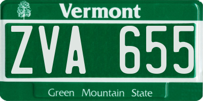 VT license plate ZVA655