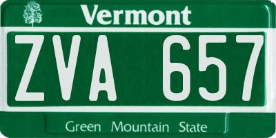 VT license plate ZVA657