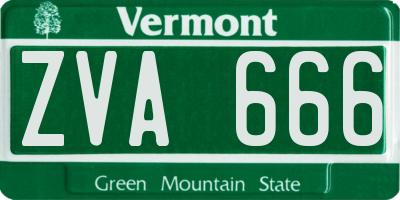 VT license plate ZVA666