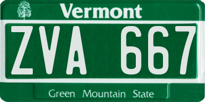 VT license plate ZVA667