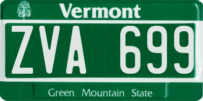 VT license plate ZVA699