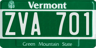 VT license plate ZVA701