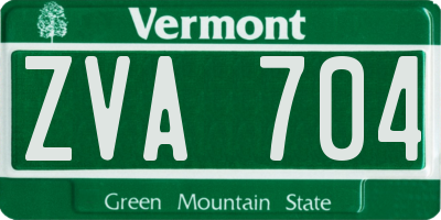 VT license plate ZVA704