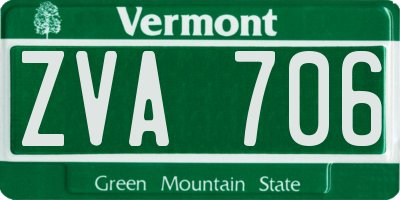 VT license plate ZVA706