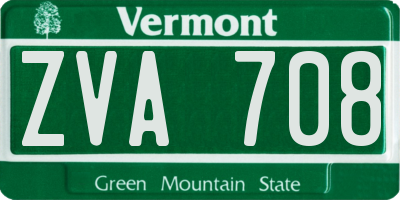VT license plate ZVA708