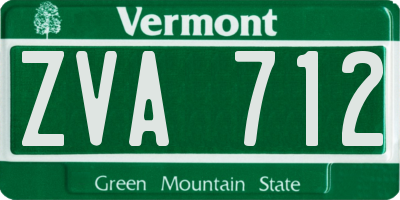 VT license plate ZVA712