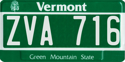 VT license plate ZVA716