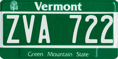 VT license plate ZVA722