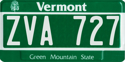 VT license plate ZVA727
