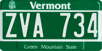 VT license plate ZVA734