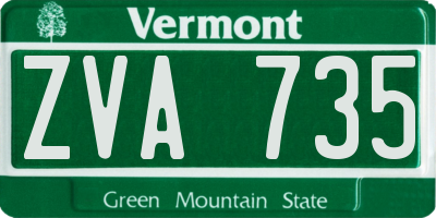 VT license plate ZVA735