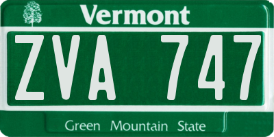 VT license plate ZVA747