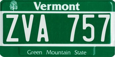 VT license plate ZVA757