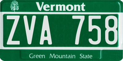 VT license plate ZVA758