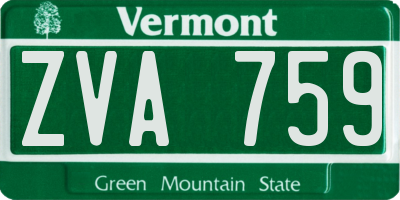 VT license plate ZVA759