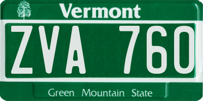 VT license plate ZVA760