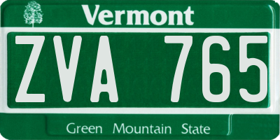 VT license plate ZVA765