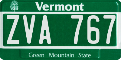 VT license plate ZVA767