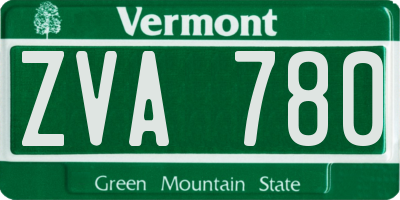 VT license plate ZVA780