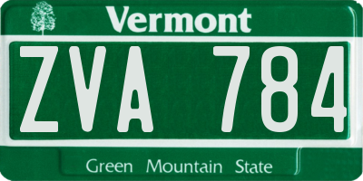 VT license plate ZVA784