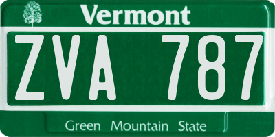 VT license plate ZVA787