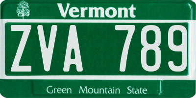 VT license plate ZVA789