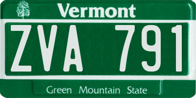 VT license plate ZVA791