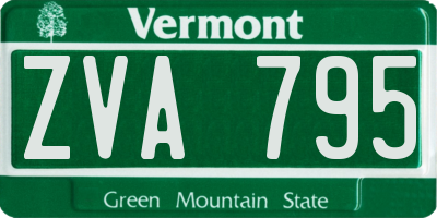 VT license plate ZVA795