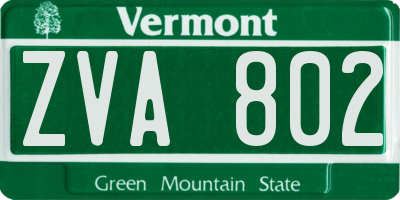 VT license plate ZVA802